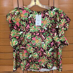 THML Floral Flutter Sleeve Shirt NWT